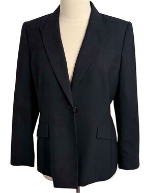 Kasper Women's Long Sleeve Classic Structured Single Breasted Blazer, Navy Blue